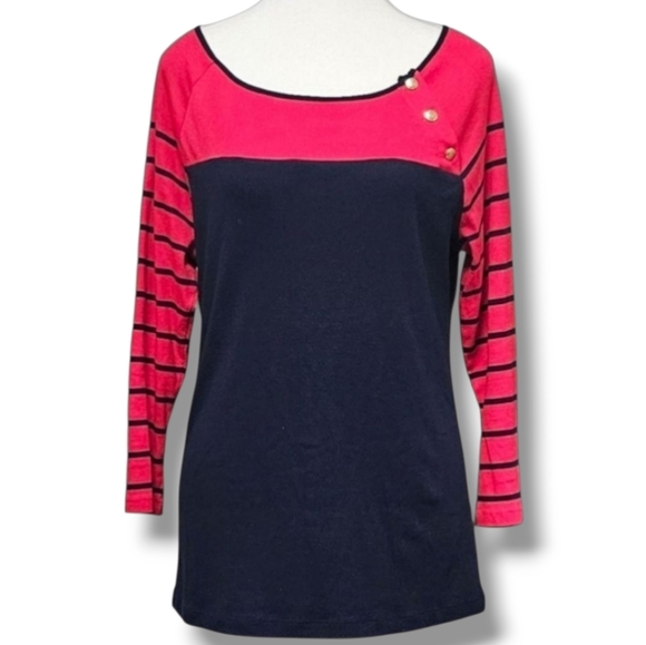 RALPH LAUREN | 100% COTTON QUARTER SLEEVE TOP - Picture 1 of 12